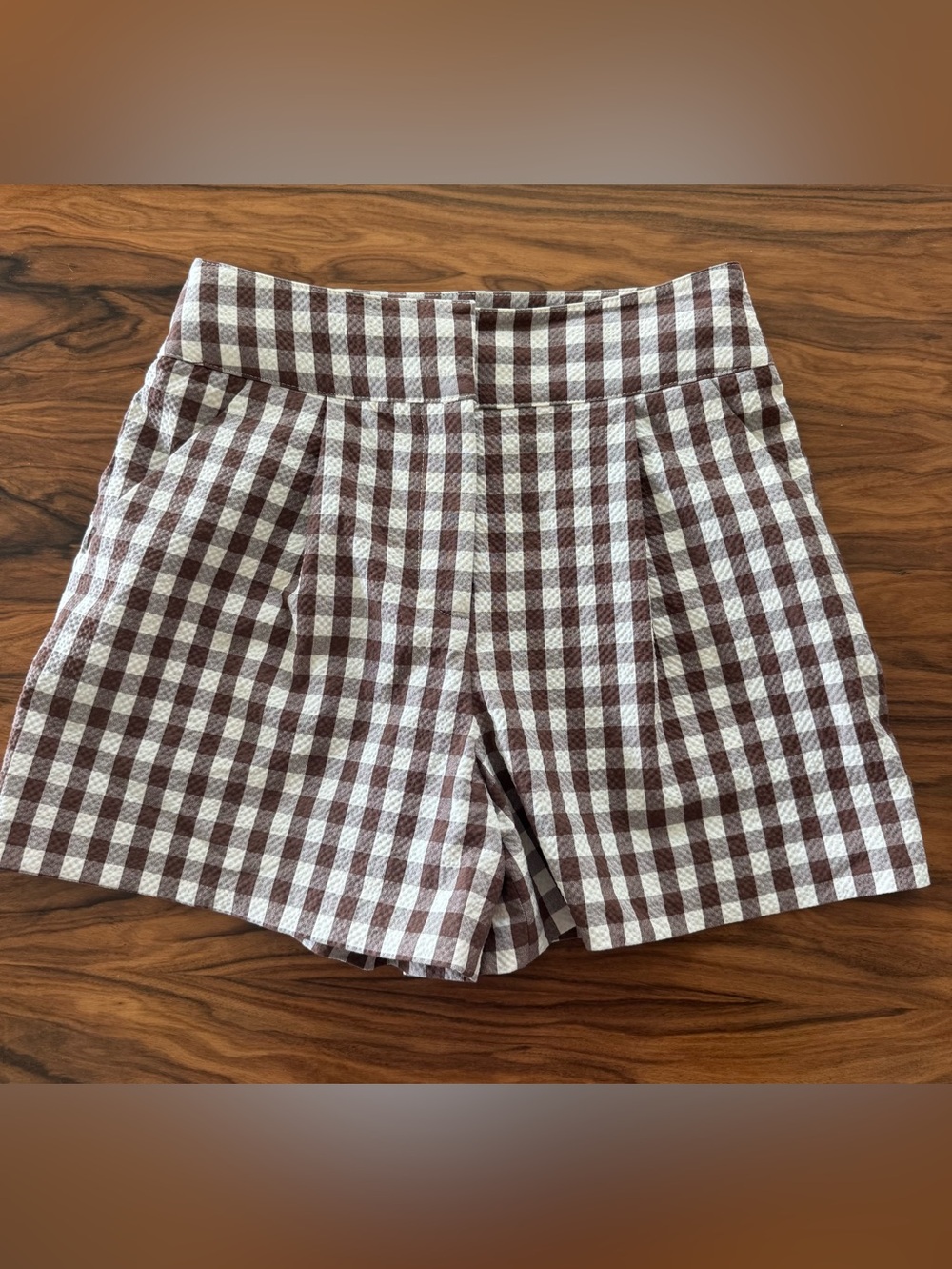 Veronica Beard Haina Gingham Seersucker Shorts Chickory Dove 0
